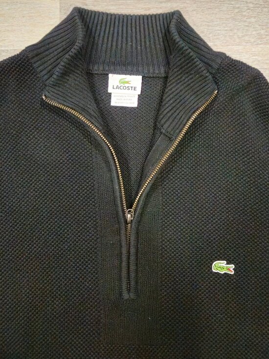 Lacoste Men’s Black Mock Neck Half Zip Sweater Size 7 XL - Picture 4 of 7